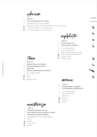 skincare guide dashboard