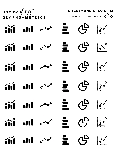 graphs  / metrics icon sticker sheet