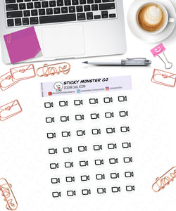 zoom call icon planner sticker sheet - minimal planning, functional, decorative, stationery,