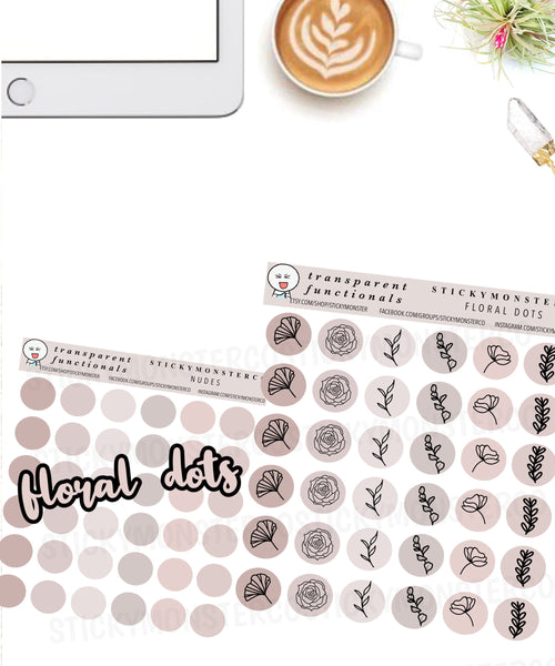 floral nude dots planner stationery stickers