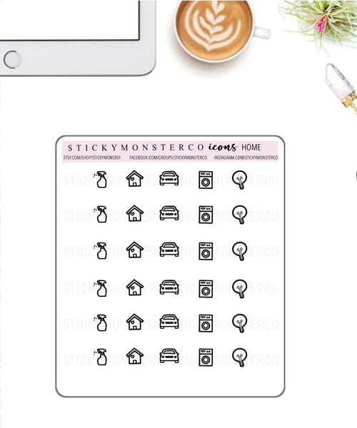 Minimal Icon Sticker - health, financial, business, selfcare, home, inbox, modern, trackers, simplistic planning, remind, planner, stationer