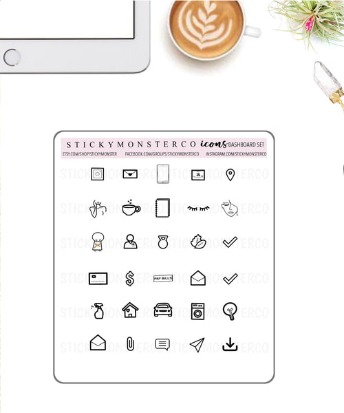 Minimal inbox Icon Sticker - office, business, simplistic planning, reminders, email,paperclip, messages,mail sent, download, attachment