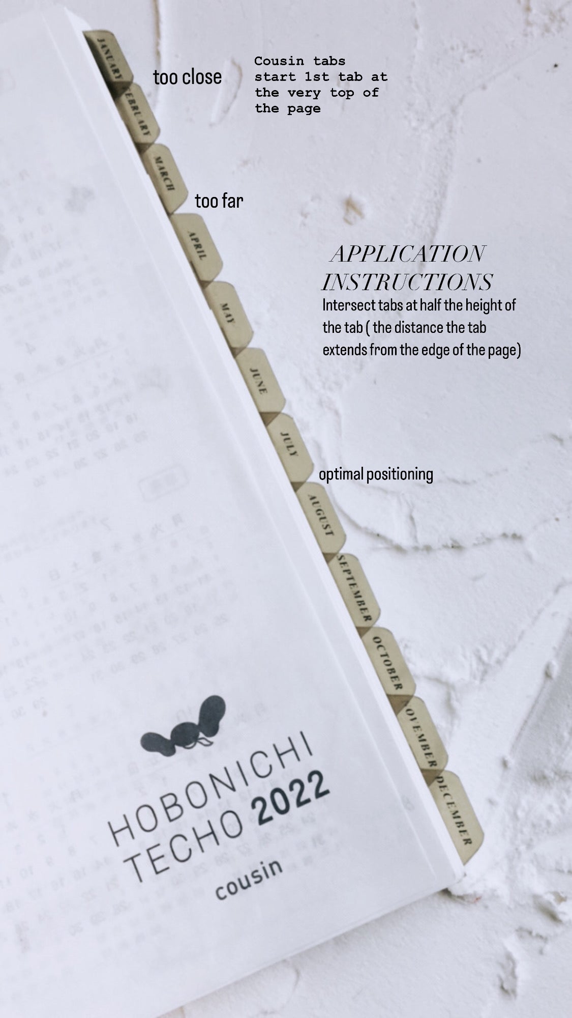 A5 hobo cousin plastic index tabs - months spelled out